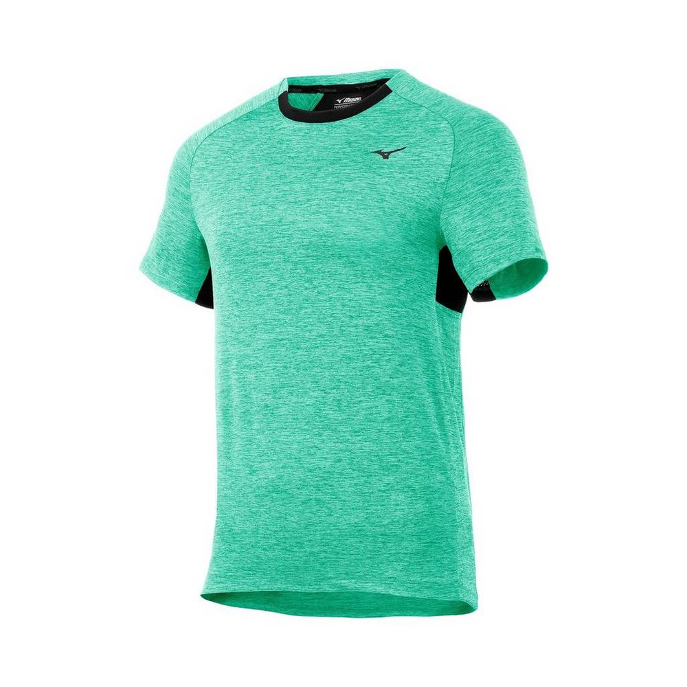 Mizuno Alpha Short Sleeve Férfi Futópóló Zöld/Fekete JYX920386